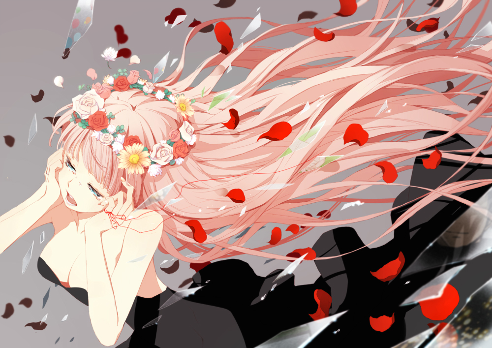 cleavage, dress, gin, just_be_friends_(vocaloid), megurine_luka, vocaloid