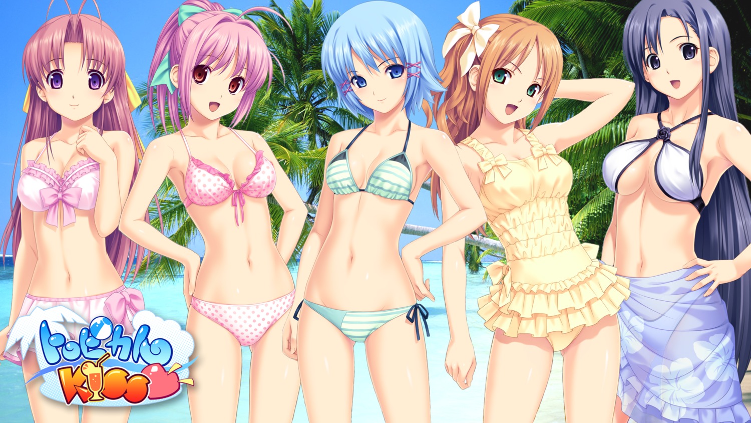 aoi_matsuri, bikini, cleavage, himuro_rikka, hinata_hanabi, koutaro, minazuki_izumi, saotome_nagi