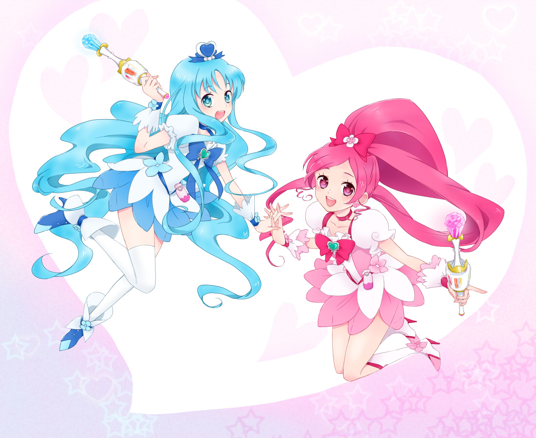 hanasaki_tsubomi, heartcatch_precure!, kurumi_erika, omari, precure, thighhighs