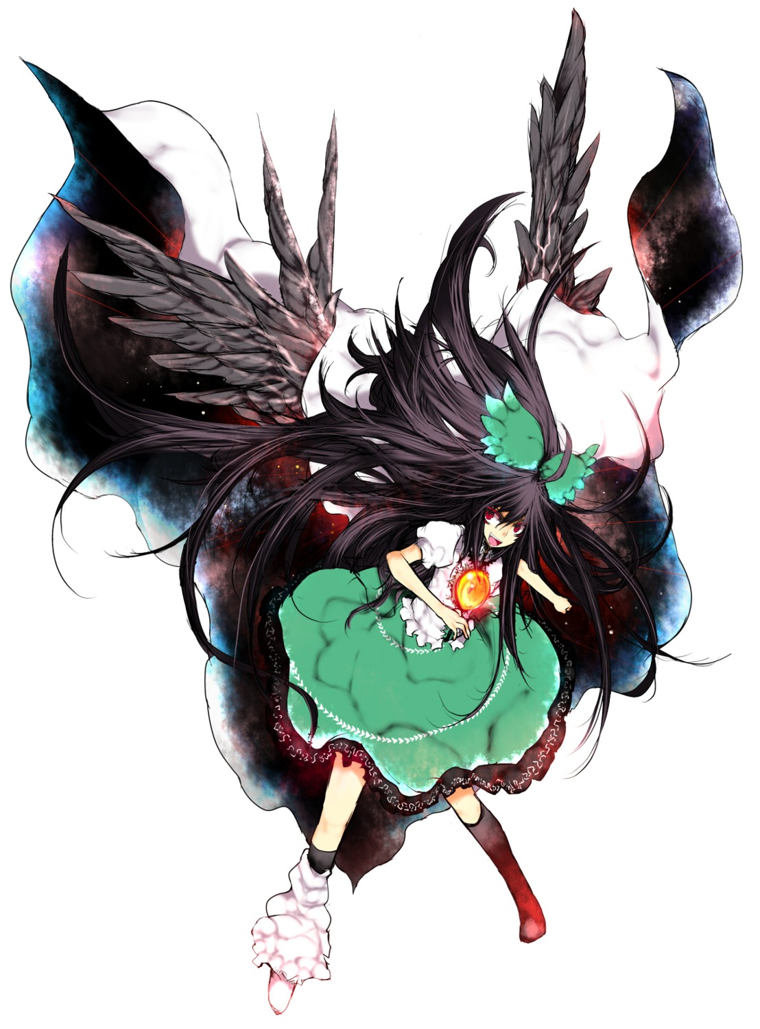 ahou_miya, reiuji_utsuho, touhou, wings