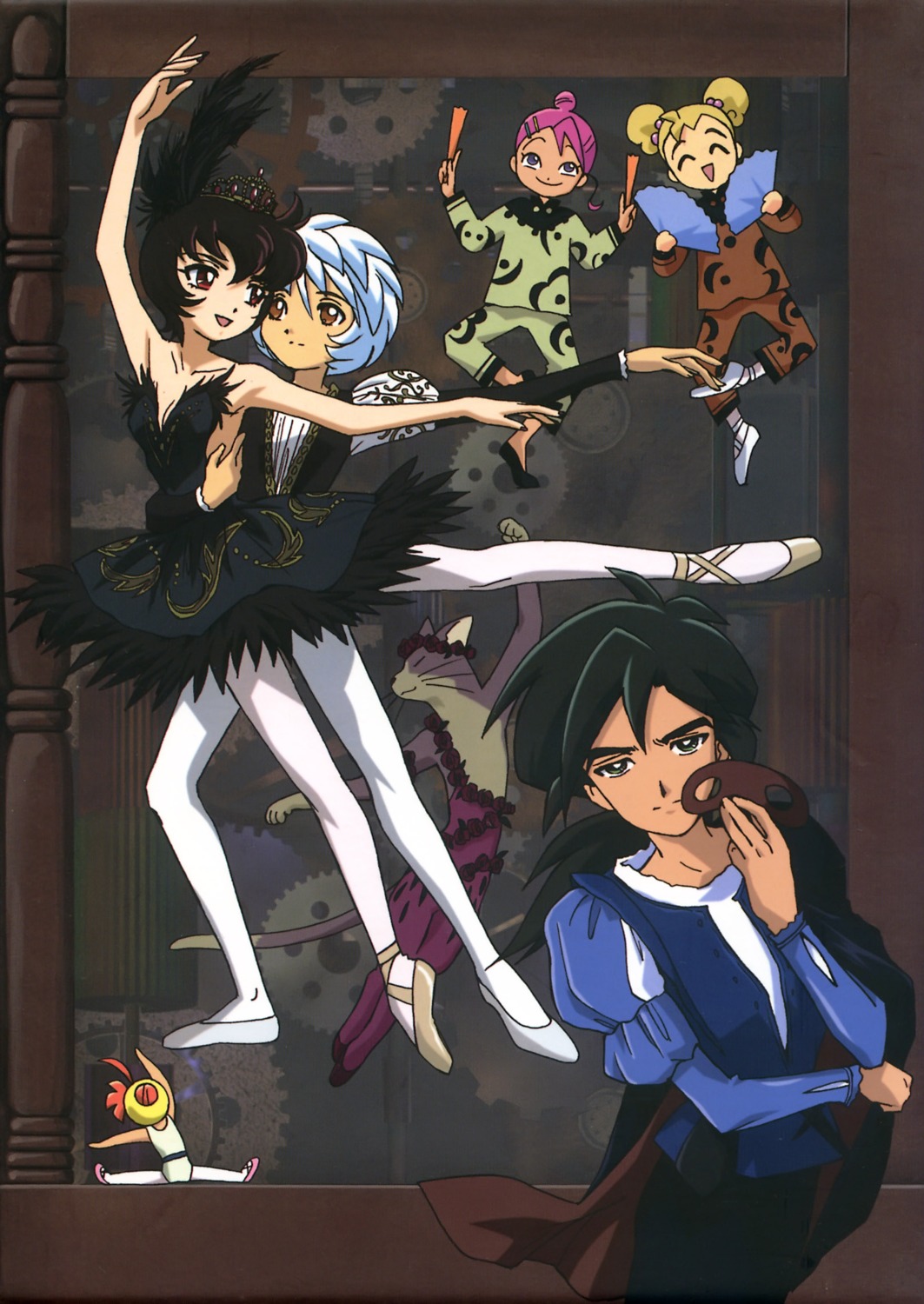ahiru, arima_ahiru, cleavage, dress, fakir, itou_ikuko, kuroha_rue, lilie_(princess_tutu), mr._cat, mytho, pantyhose, pike, princess_tutu