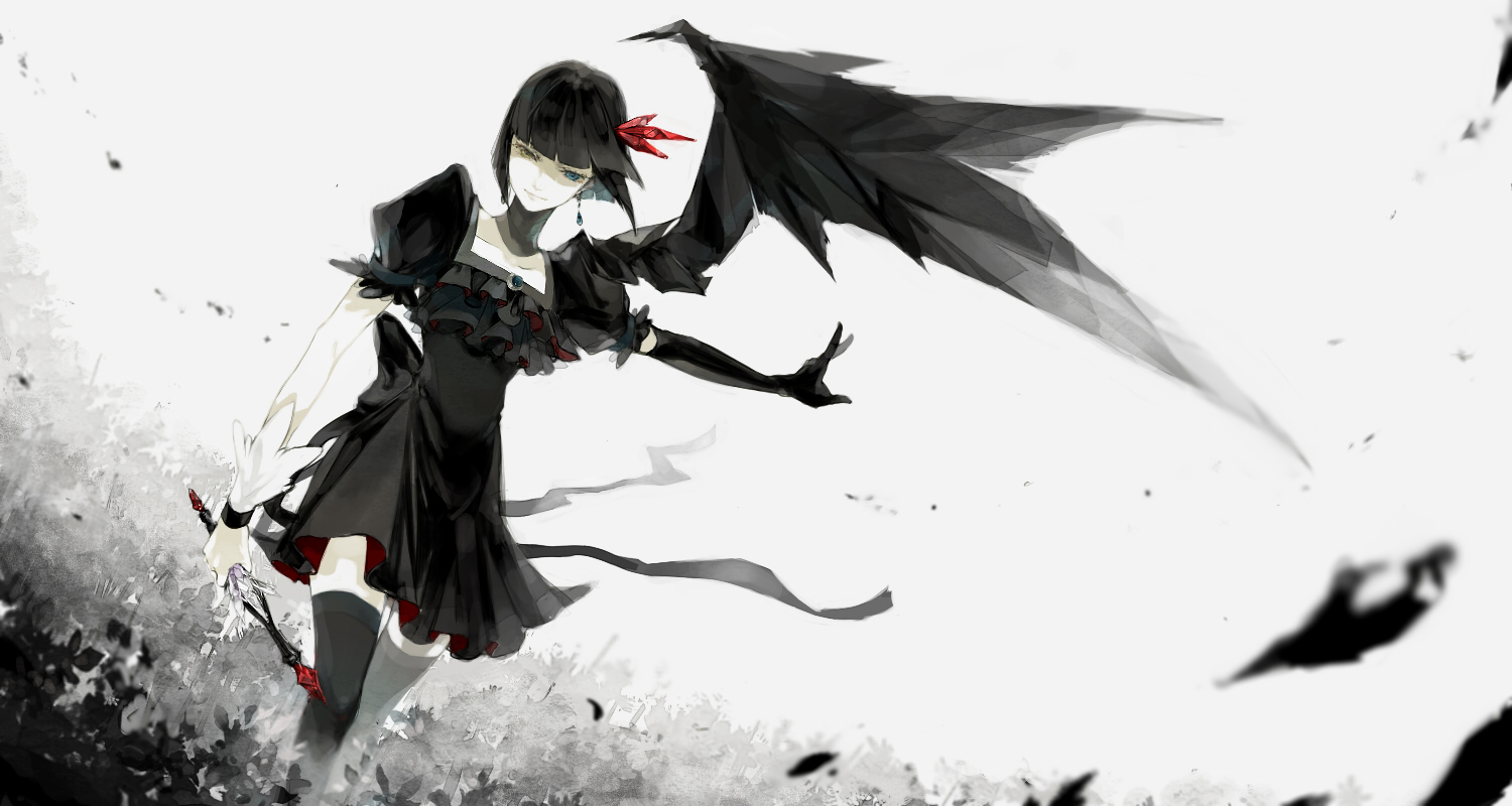 dark_precure, dress, heartcatch_precure!, heterochromia, kyama, precure, thighhighs, wings