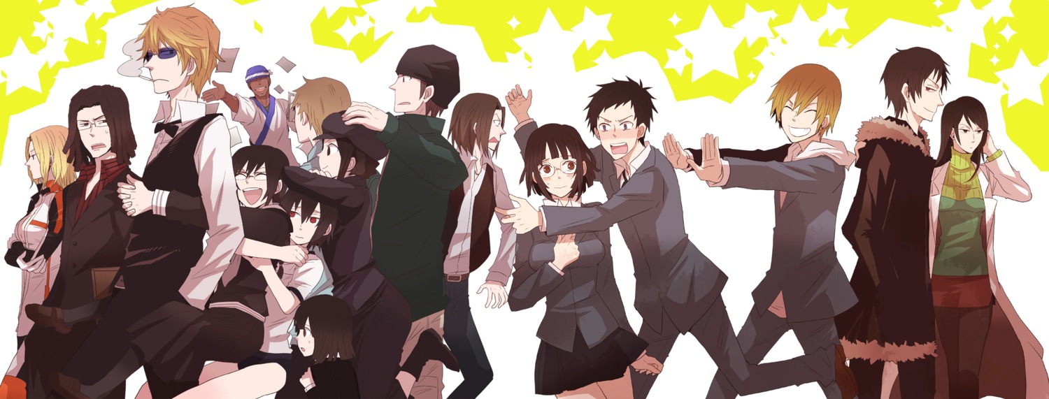 awakusu_akane, durarara!!, gym_uniform, heiwajima_shizuo, kadota_kyouhei, karisawa_erika, kida_masaomi, megane