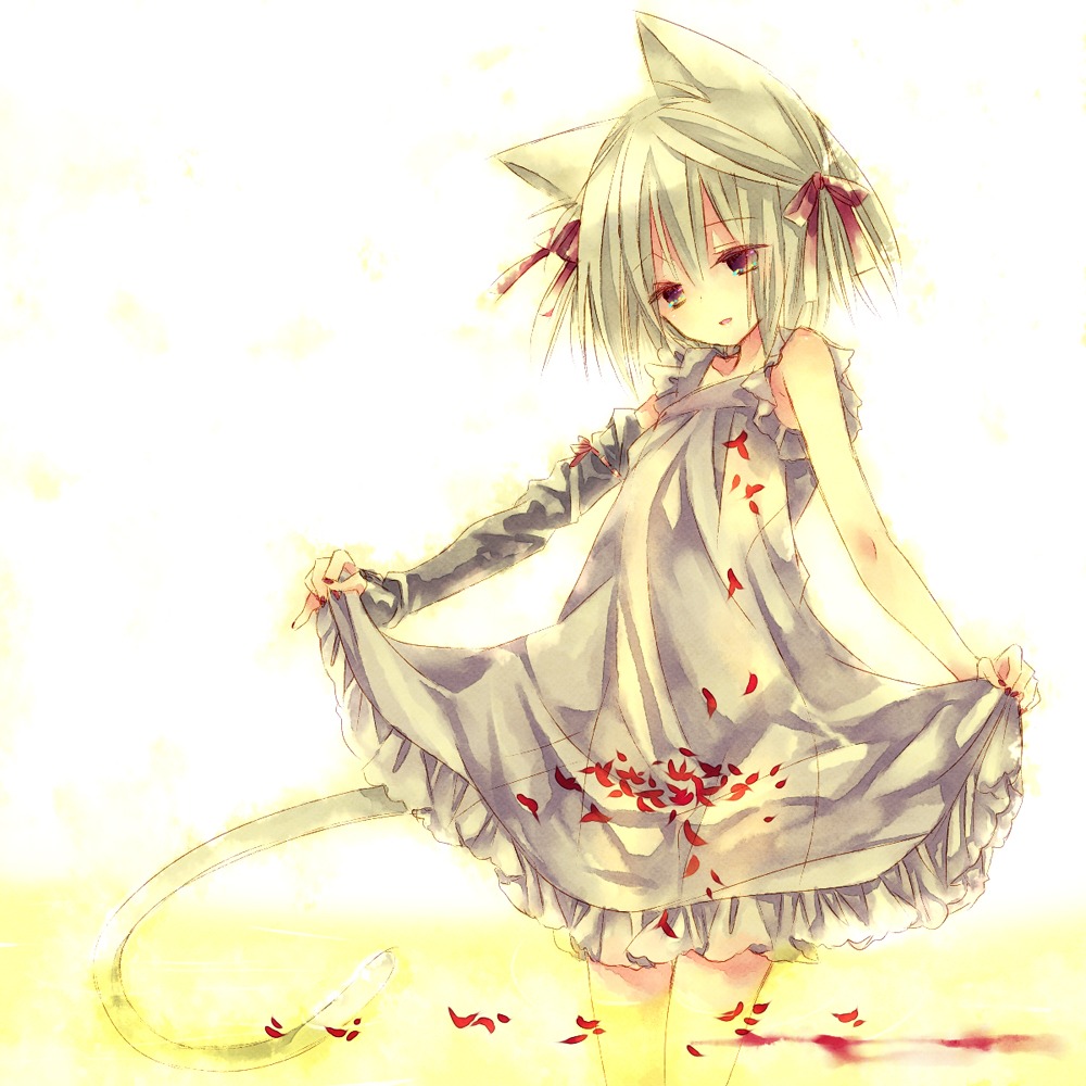 animal_ears, dress, nekomimi, otsuo, summer_dress, tail