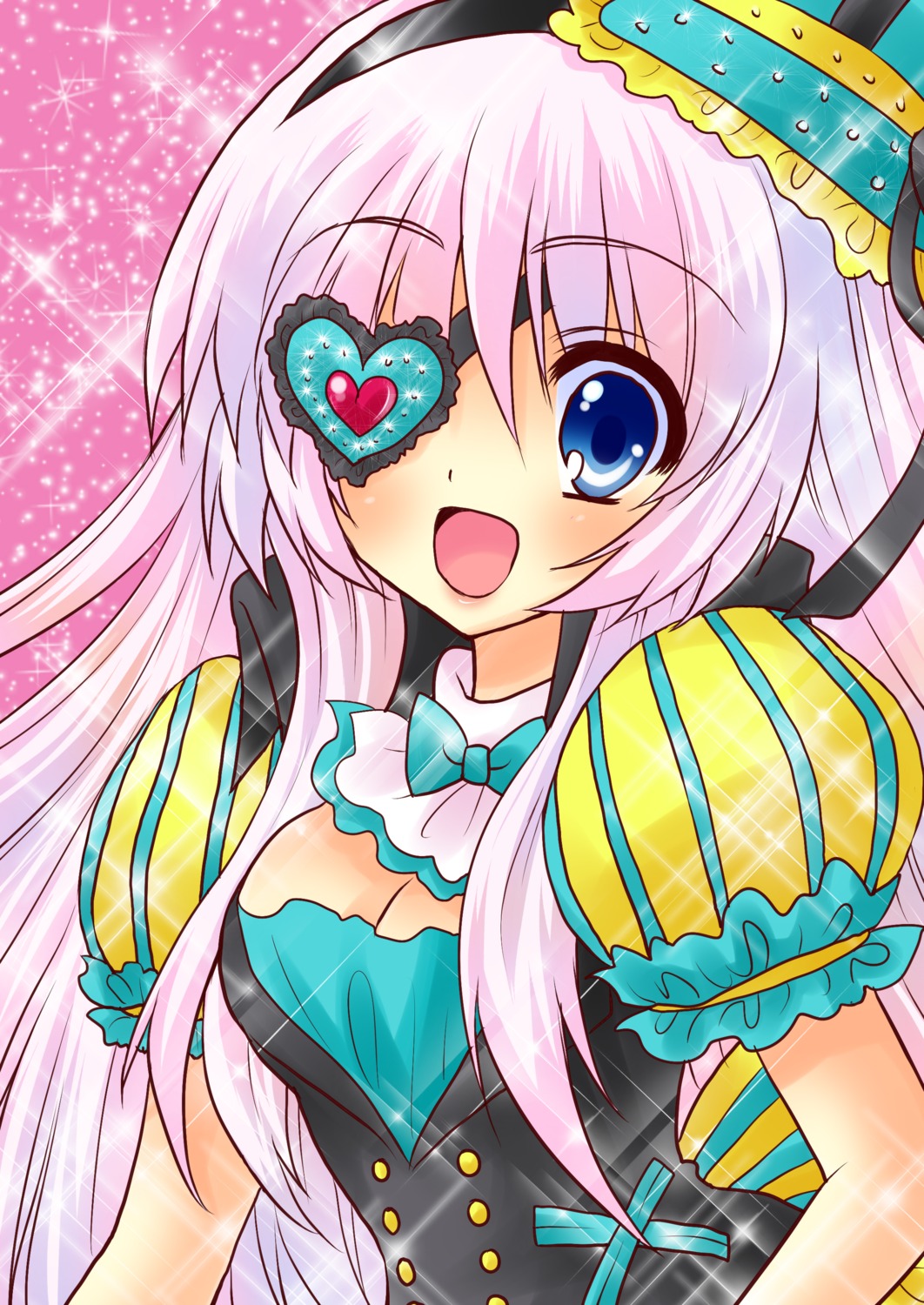 cleavage, dress, eyepatch, nakagawa_shouko