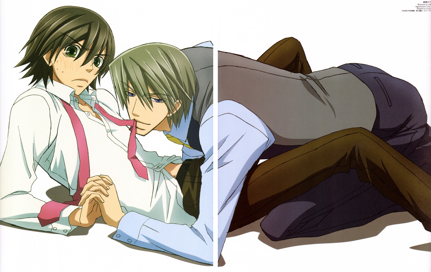 akihiko_usami, binding_discoloration, color_gap, gap, junjou_romantica, male, misaki_takahashi, scanning_dust