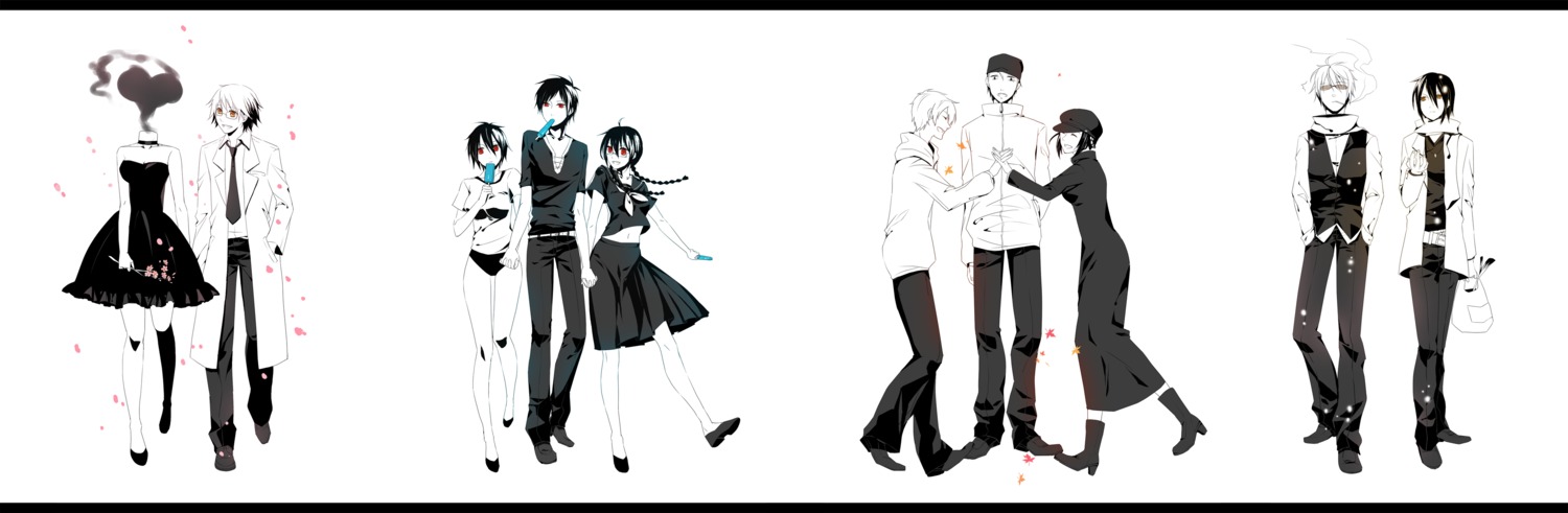 celty_sturluson, dress, durarara!!, heiwajima_kasuka, heiwajima_shizuo, kadota_kyouhei, karisawa_erika, kishitani_shinra