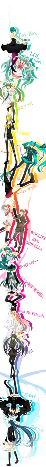 1925_(vocaloid), crossover, dress, durarara!!, hatsune_miku, just_be_friends_(vocaloid), kagamine_rin, koi_wa_sensou_(vocaloid)