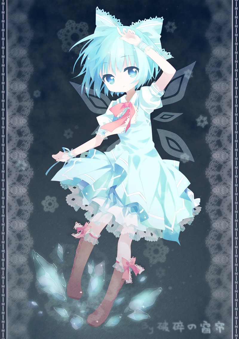 cirno, curtain, dress, touhou, wings