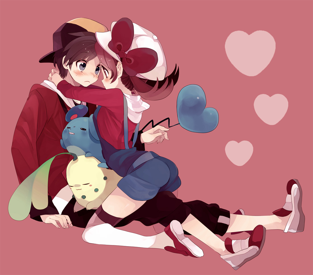 amazawa_koma, chikorita, hibiki_(pokemon), kotone_(pokemon), marill, pokemon, thighhighs