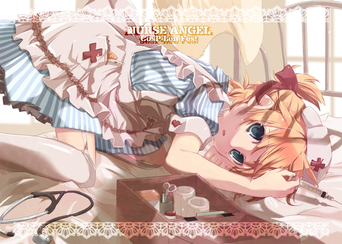 hekicha, kagamine_len, nurse, stockings, thighhighs, trap, vocaloid