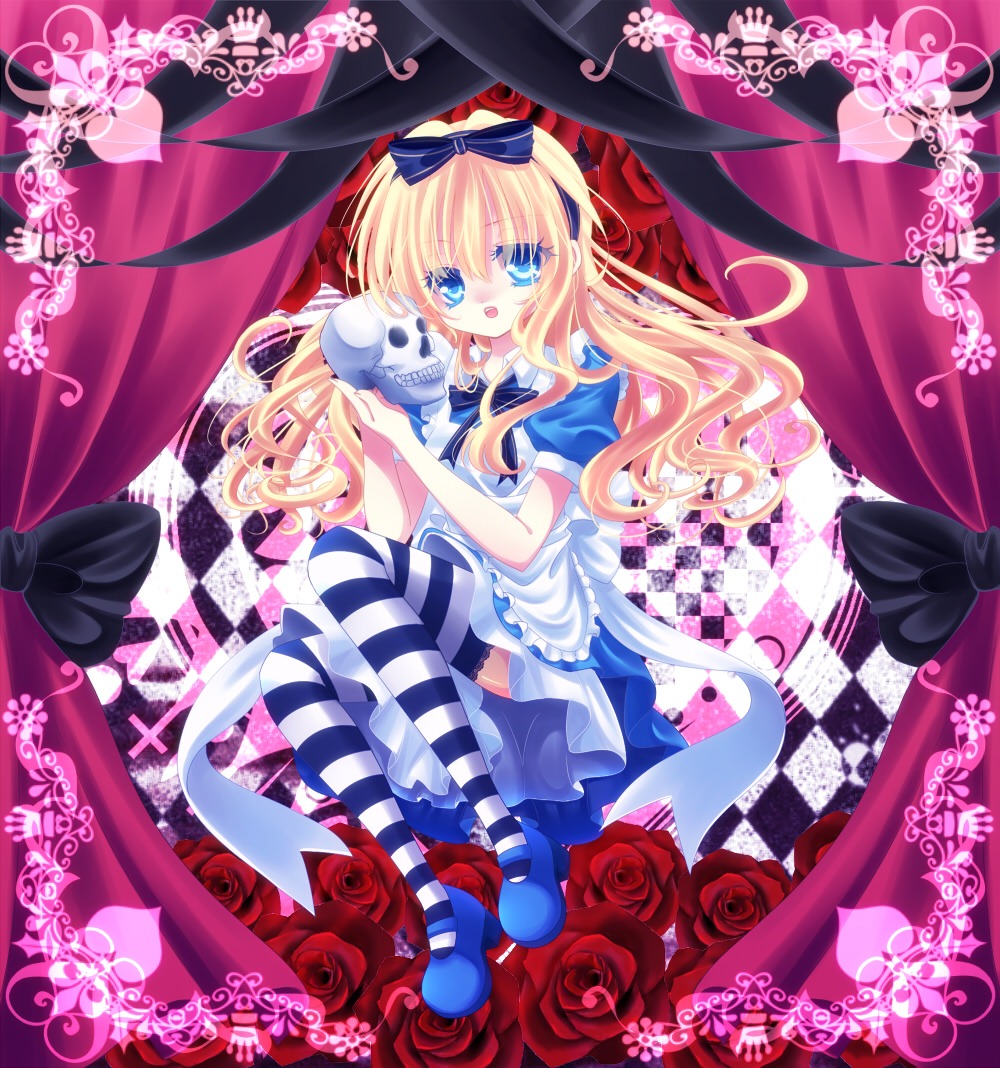 alice, alice_in_wonderland, dress, momomiya_mion, thighhighs