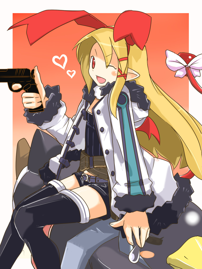 cosplay, disgaea, flonne, gun, prinny, thighhighs, ug