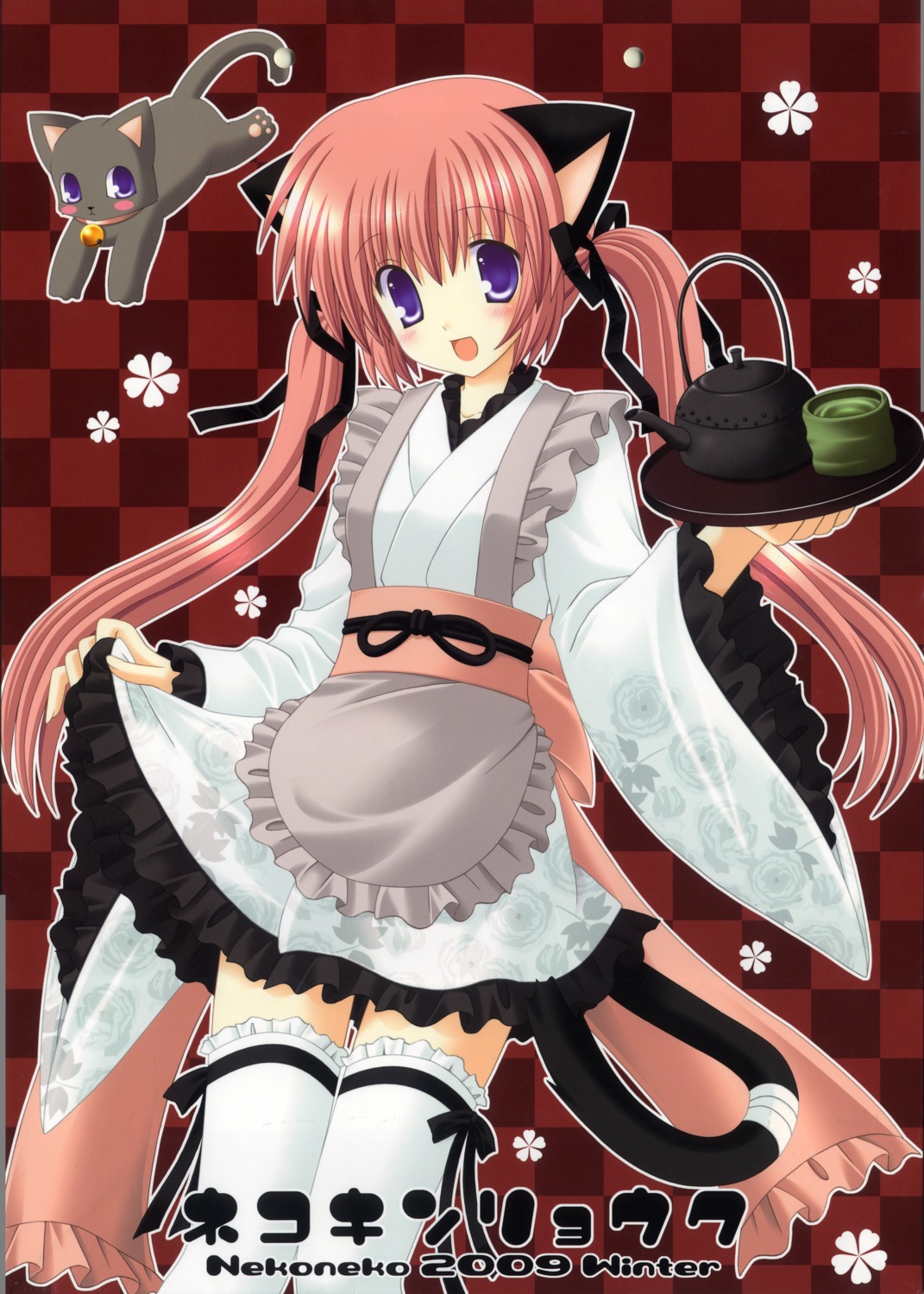 animal_ears, maid, neko, nekomimi, nekoneko, tail, thighhighs, wa_maid