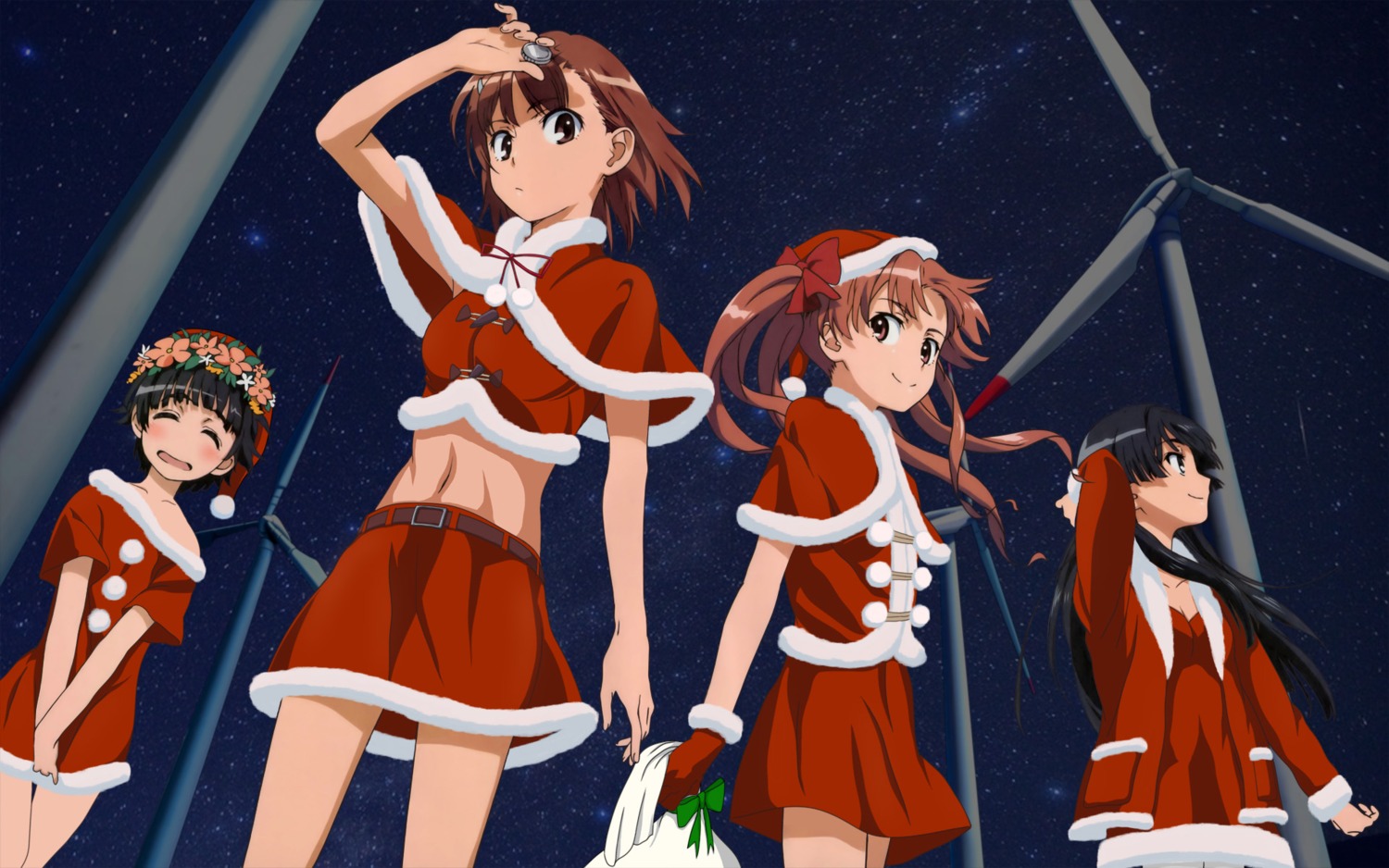 christmas, misaka_mikoto, photoshop, saten_ruiko, shirai_kuroko, toaru_kagaku_no_railgun, toaru_majutsu_no_index, uiharu_kazari