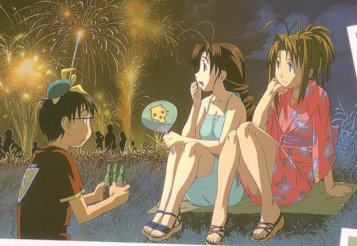 dress, love_hina, narusegawa_naru, otohime_mutsumi, summer_dress, urashima_keitarou, yukata