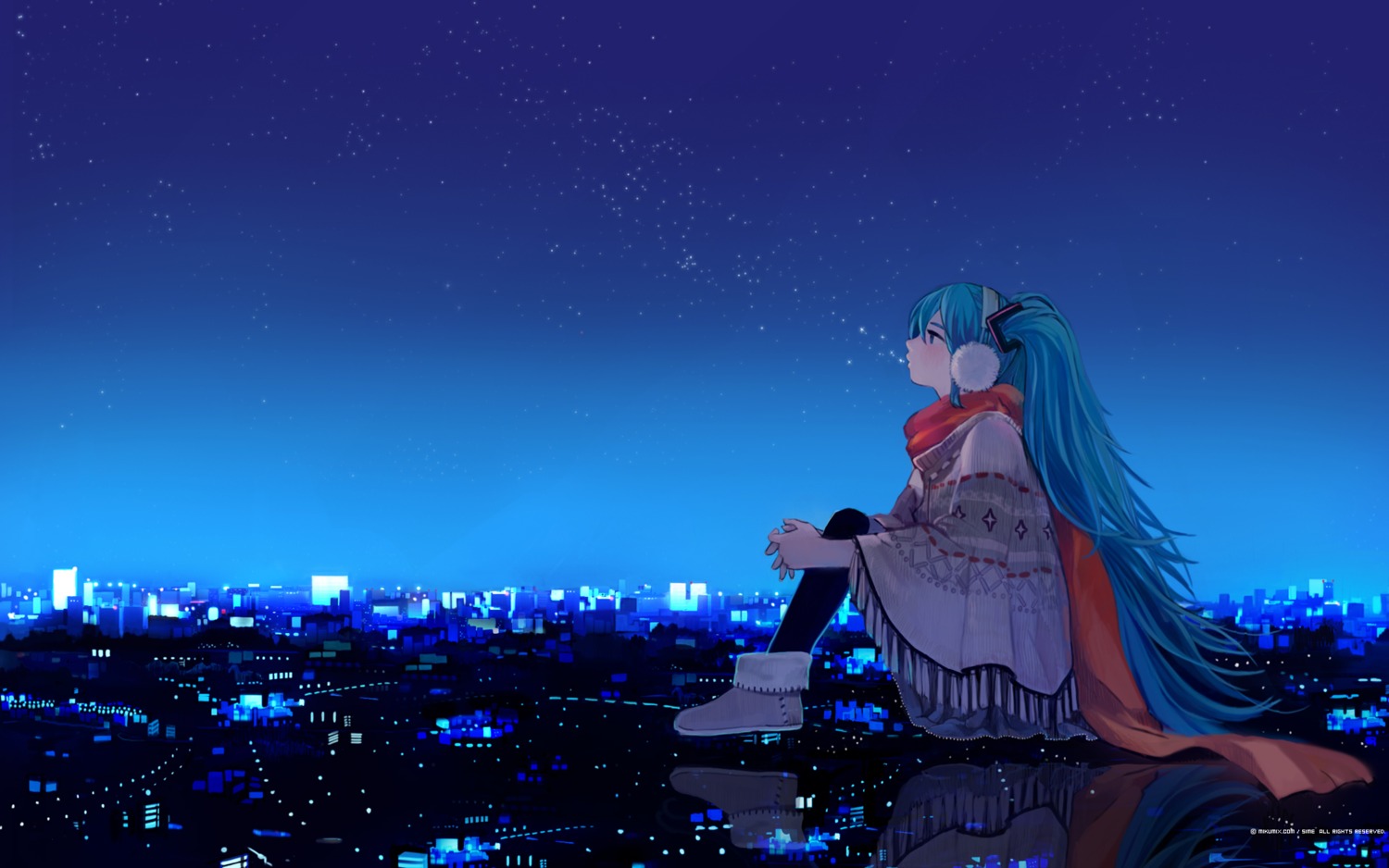 hatsune_miku, sime, vocaloid, wallpaper