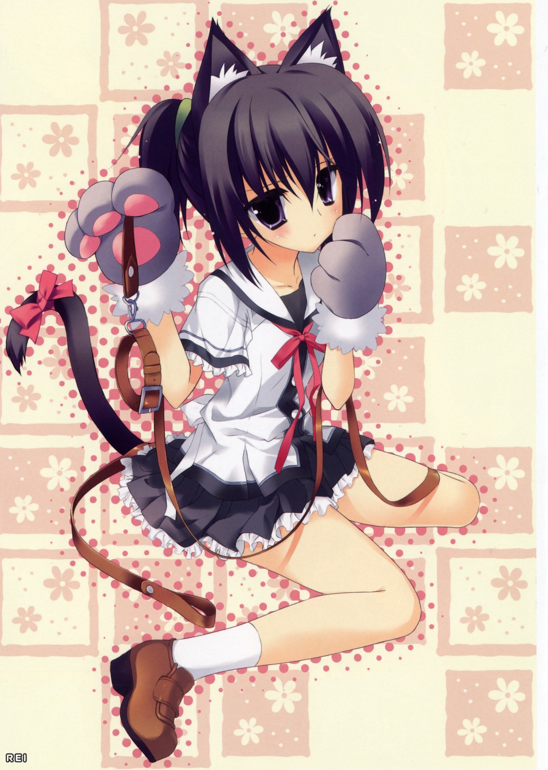 animal_ears, itou_mikoto, koiiro_soramoyou, nekomimi, rei, scanning_artifacts, seifuku, tail