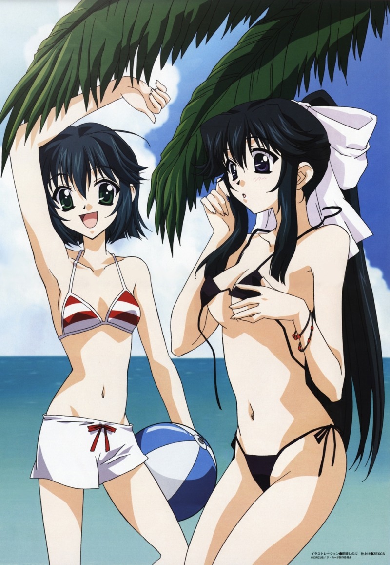 bikini, breast_hold, da_capo, da_capo_(series), mizukoshi_mako, mizukoshi_moe, swimsuits, tagashira_shinobu