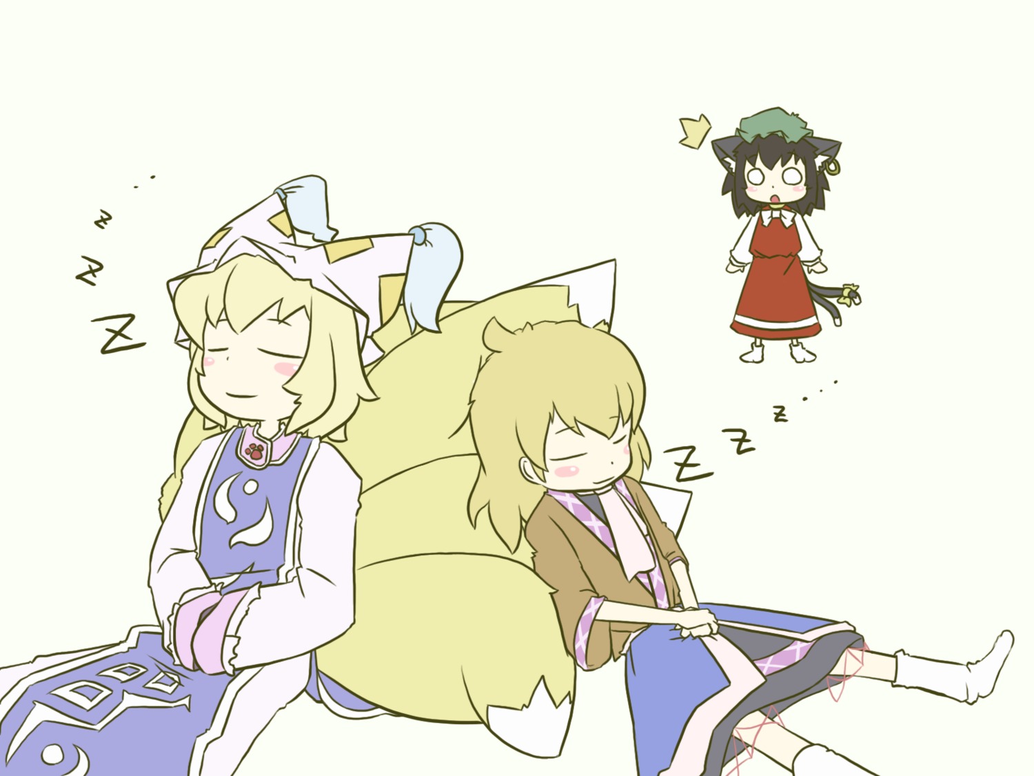 chen, mizuhashi_parsee, peconica, tail, touhou, wallpaper, yakumo_ran