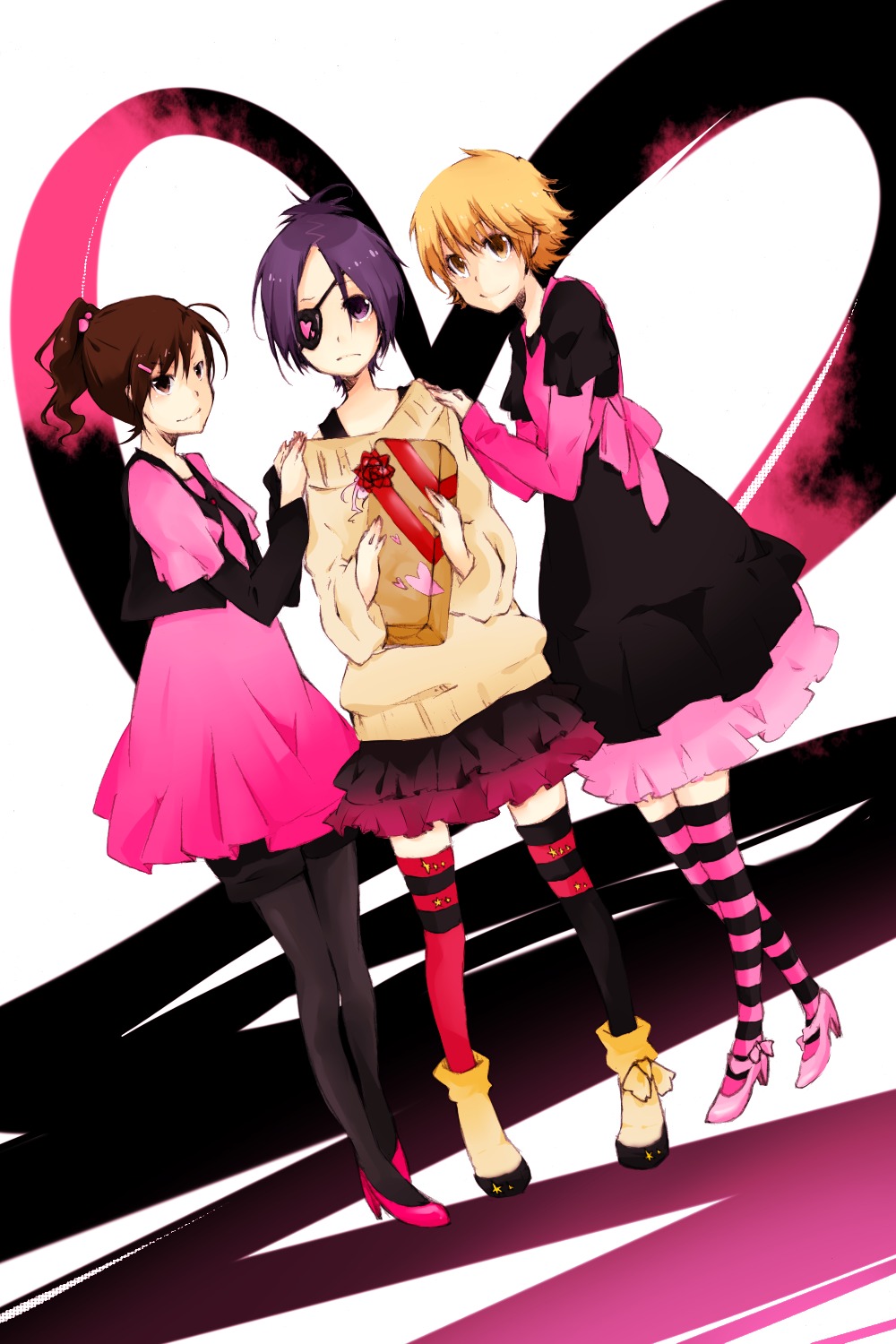 belfra, chrome_dokuro, eyepatch, katekyo_hitman_reborn!, miura_haru, pantyhose, sasagawa_kyoko, thighhighs