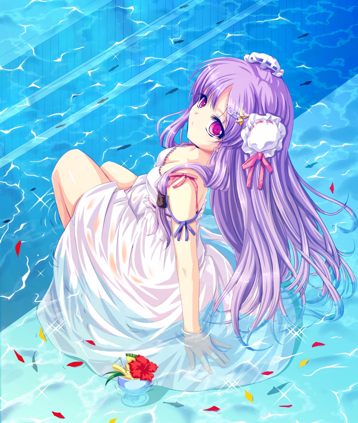 cetera, cleavage, dress, patchouli_knowledge, summer_dress, touhou