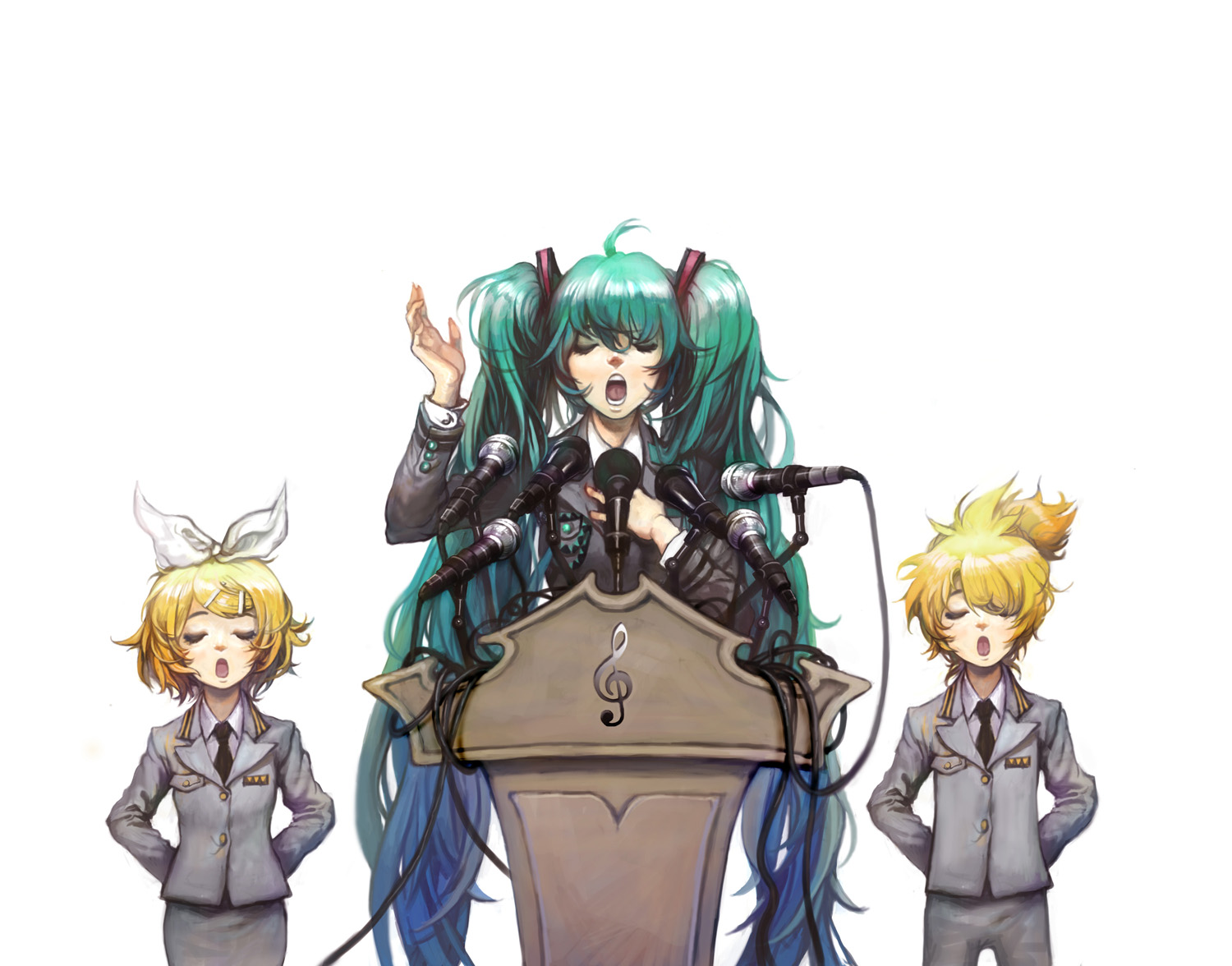 hatsune_miku, hong_yun_ji, kagamine_len, kagamine_rin, uniform, vocaloid