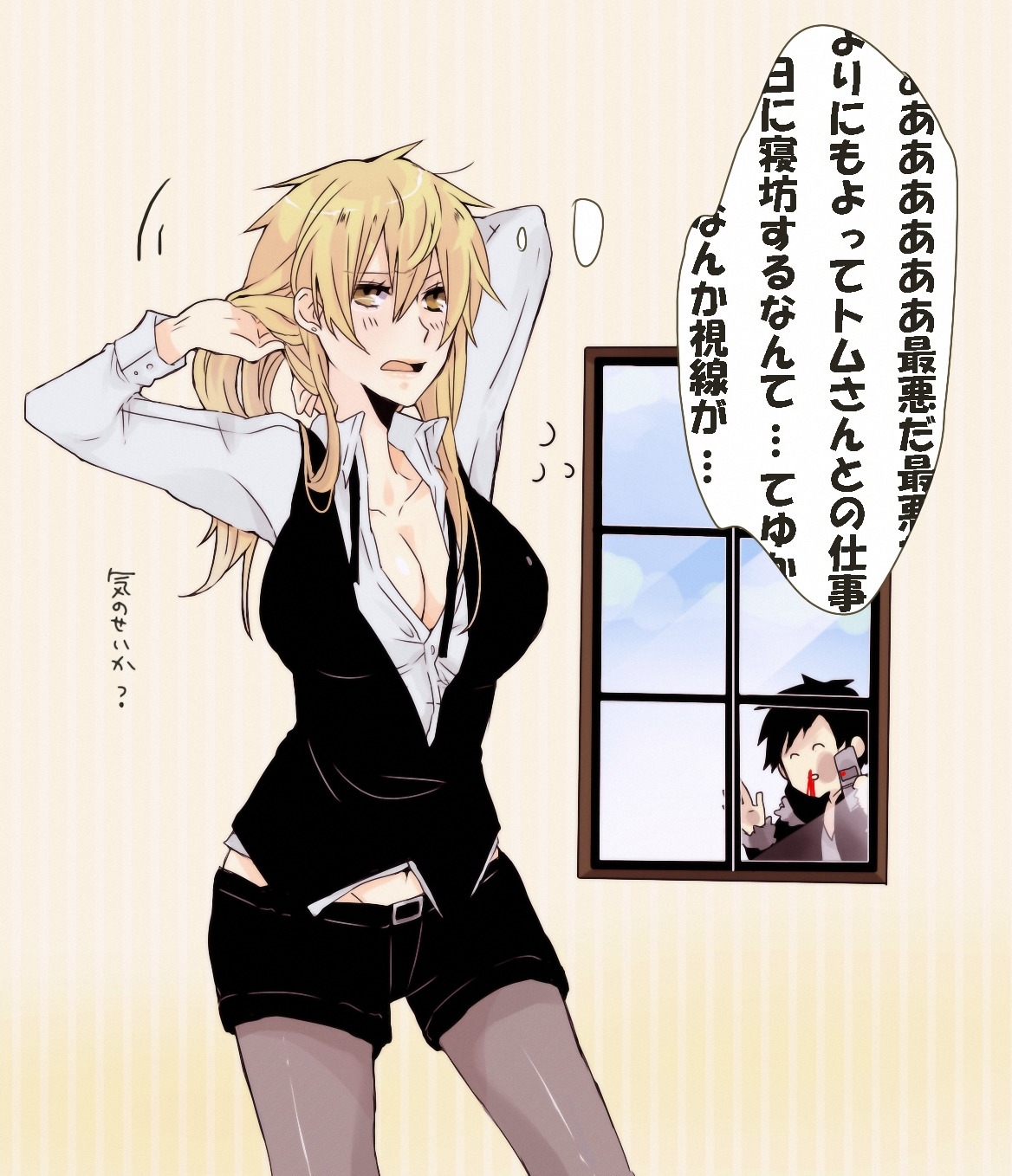 cleavage, durarara!!, genderswap, heiwajima_shizuo, maimu, orihara_izaya, pantyhose