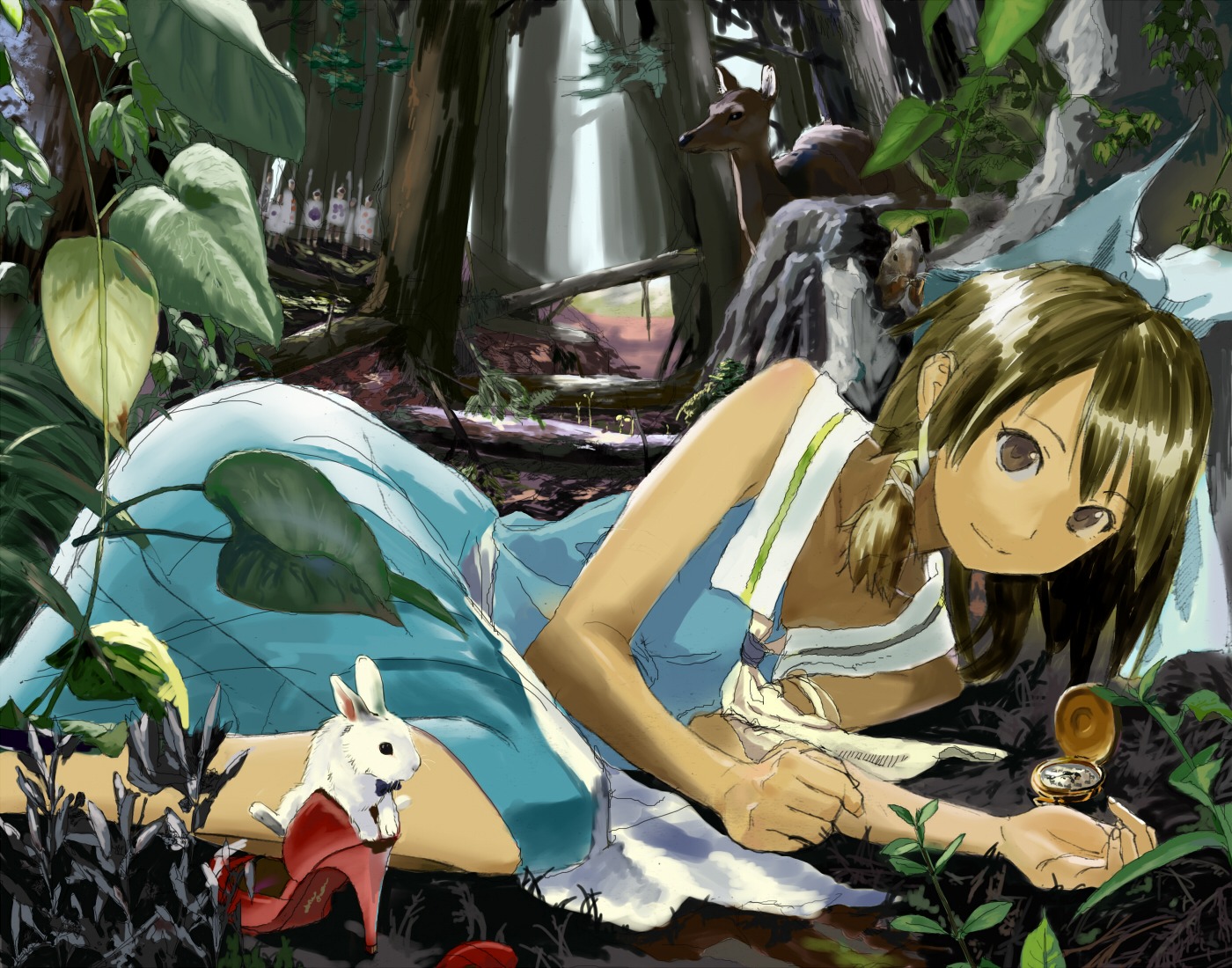 alice, alice_in_wonderland, shuku, white_rabbit