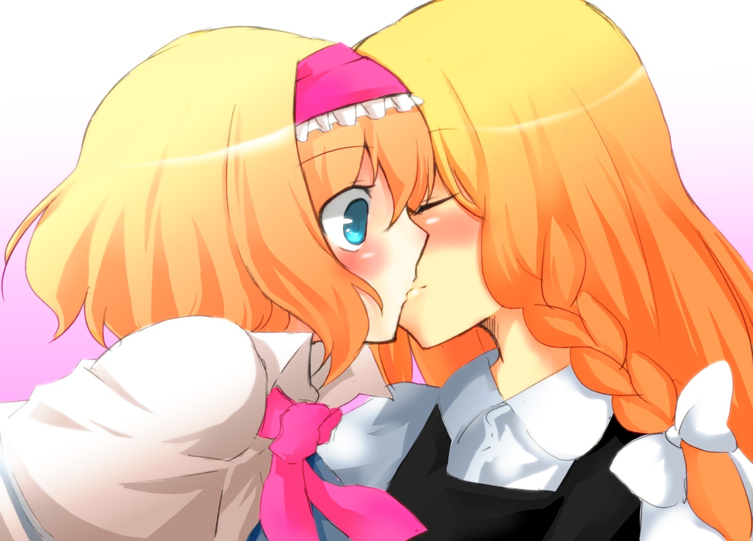 alice_margatroid, kirisame_marisa, okannigeru, touhou, yuri