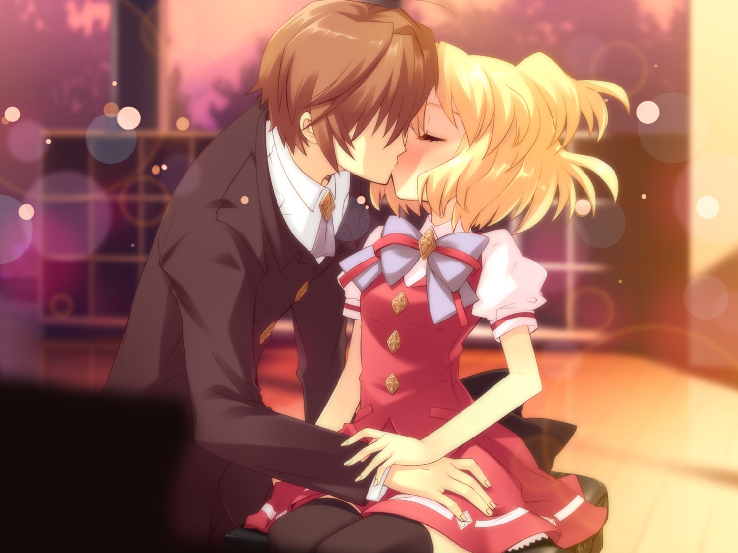 flyable_heart, game_cg, ito_noizi, katsuragi_shou, seifuku, sumeragi_amane, thighhighs, unisonshift