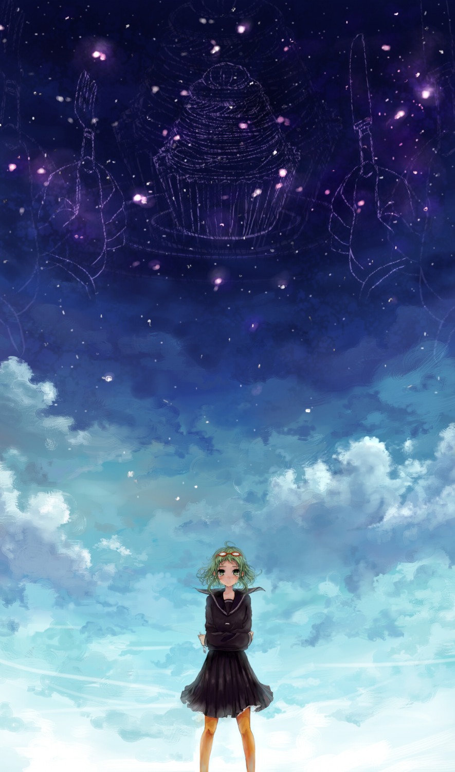gumi, pantyhose, pisuke, seifuku, vocaloid, yowamushi_montblanc_(vocaloid)