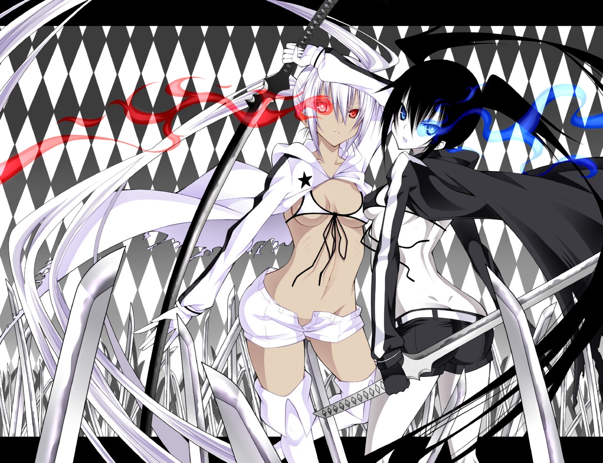 bikini_top, black_rock_shooter, black_rock_shooter_(character), daive, swimsuits, sword, thighhighs, vocaloid