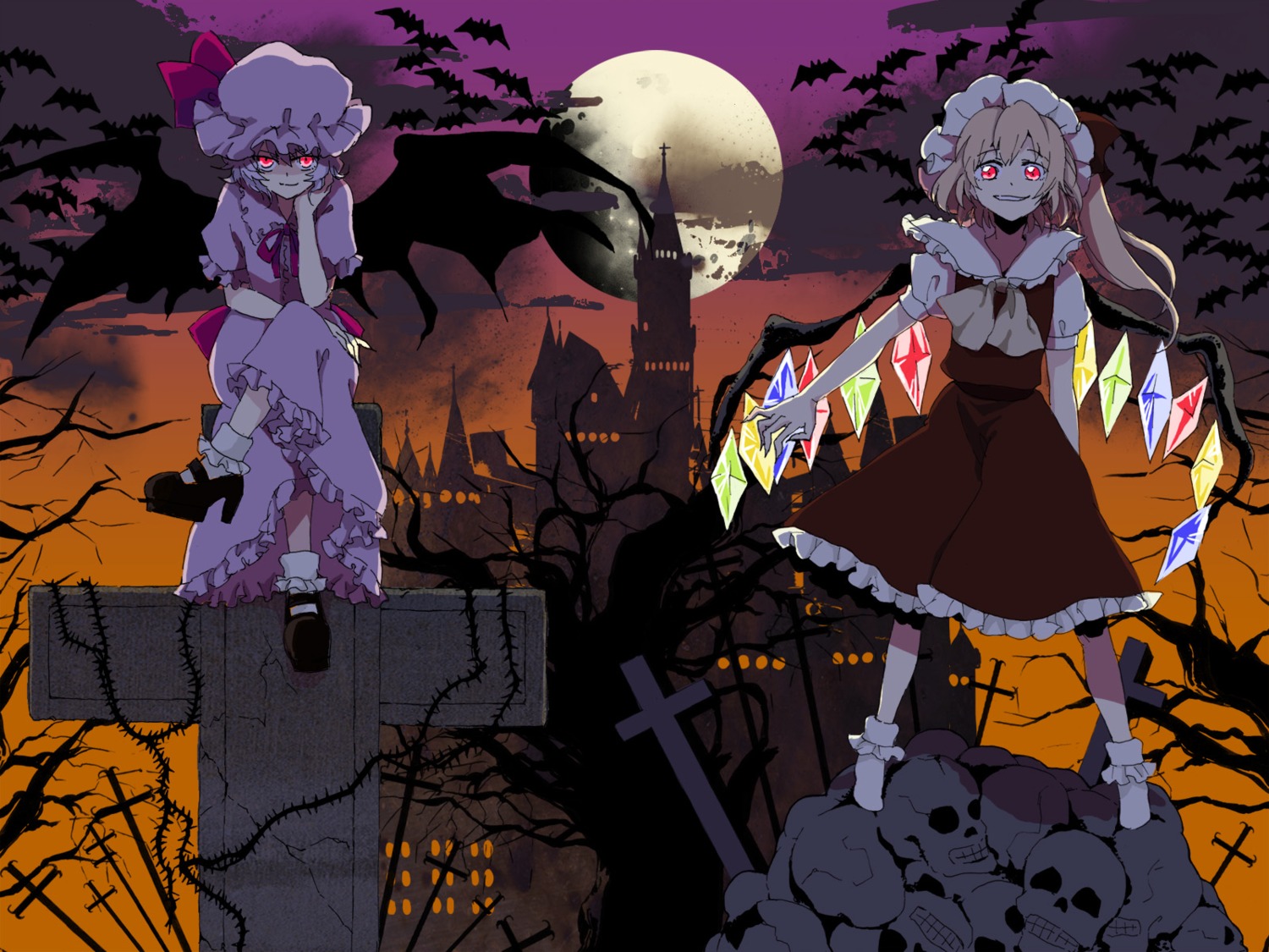 flandre_scarlet, masui, remilia_scarlet, touhou, wallpaper