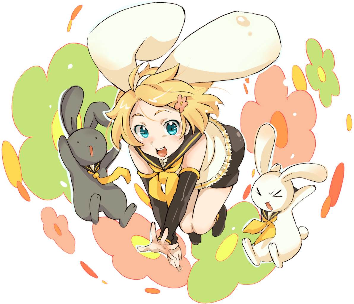 animal_ears, bunny_ears, kagamine_rin, sakou_mochi, vocaloid