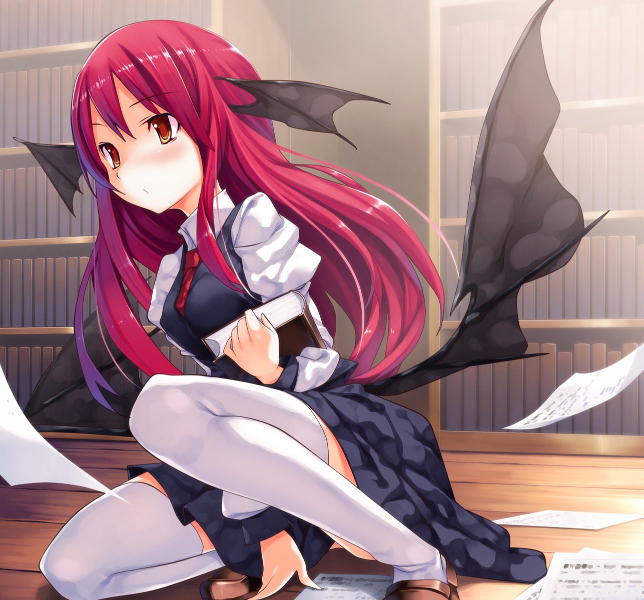 koakuma, maid_koubou, thighhighs, touhou, wings