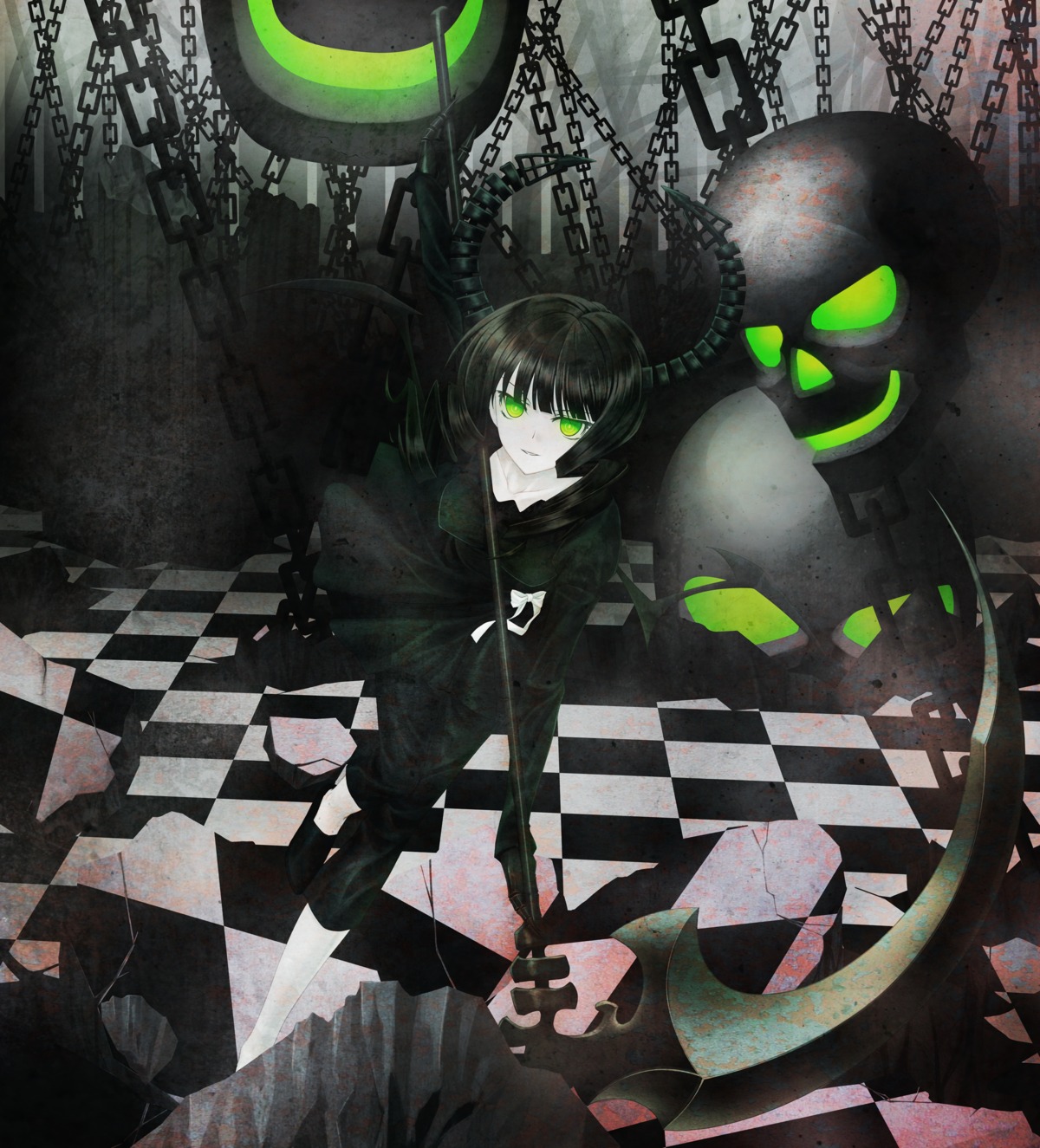 black_rock_shooter, dead_master, hinata_nao, horns, vocaloid