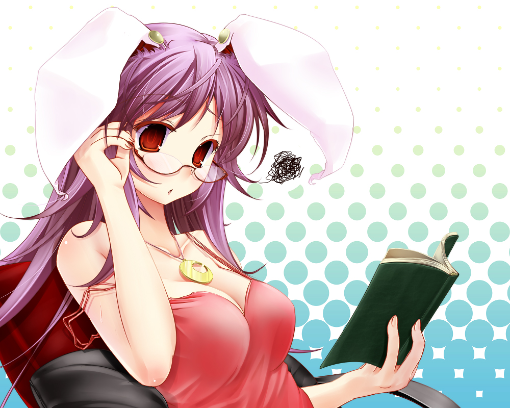 animal_ears, bunny_ears, cleavage, megane, reisen_udongein_inaba, scarlet_(studioscr), touhou