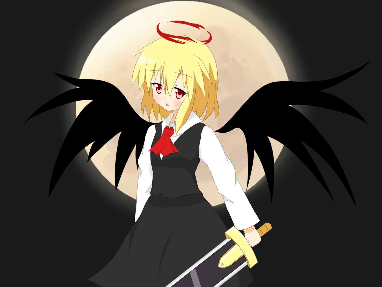 chiro-minami, rumia, sword, touhou, wallpaper, wings