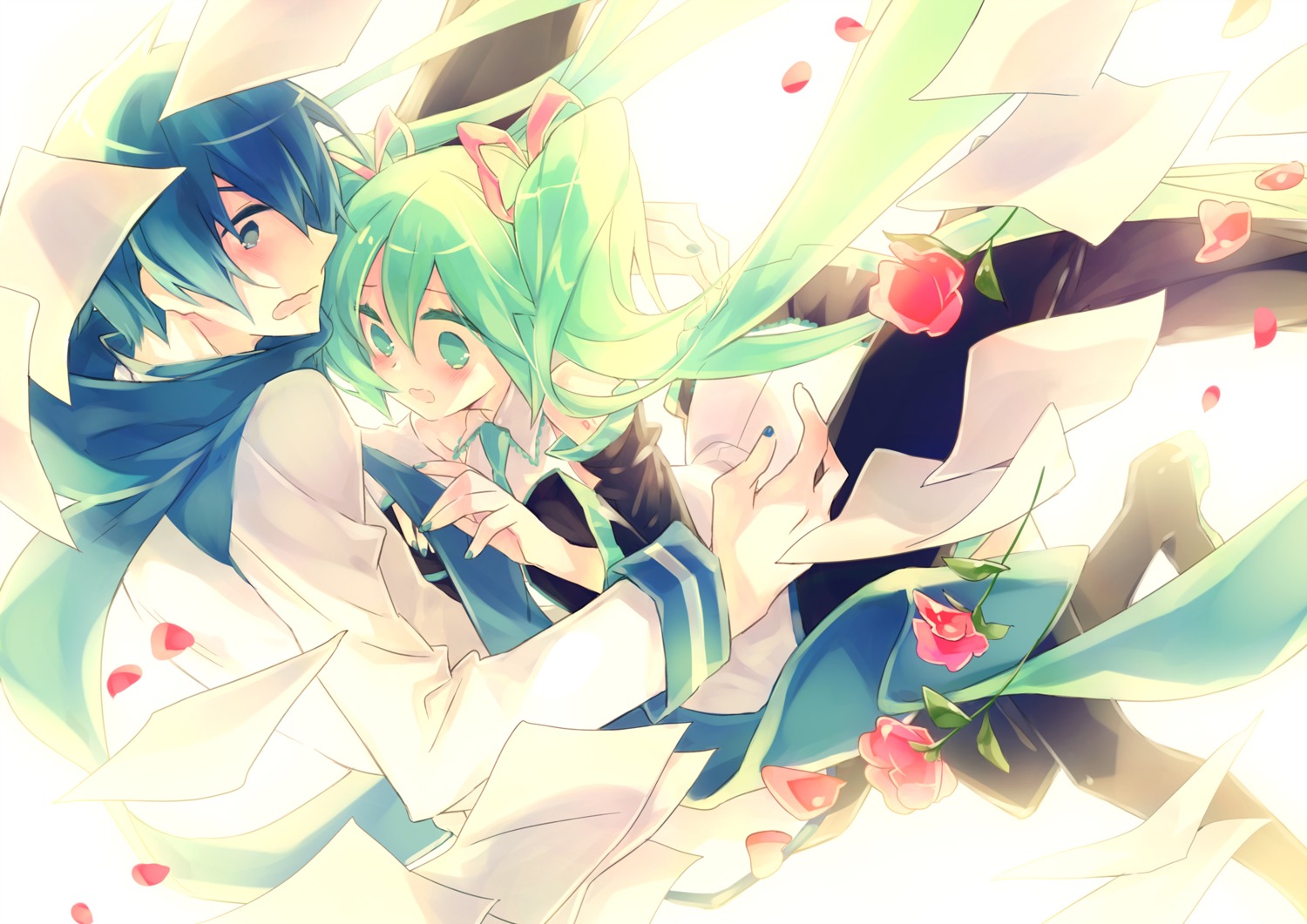 hajida, hatsune_miku, kaito, vocaloid
