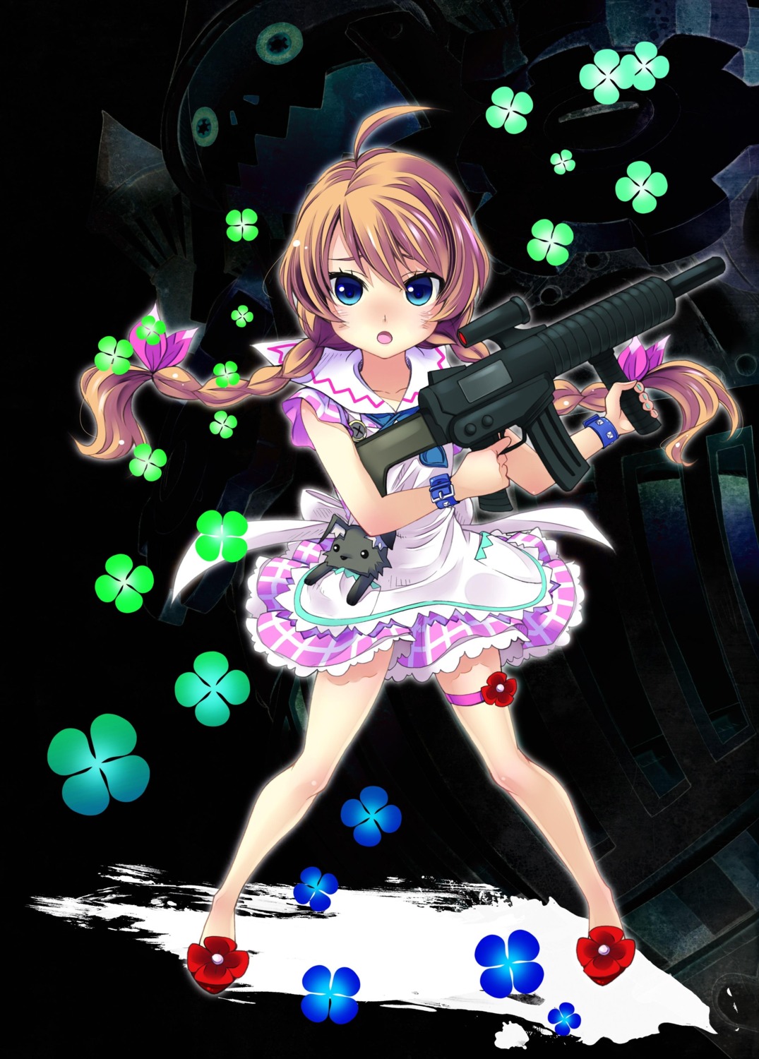 bomi, dorothy_(zombie_panic), dress, garter, gun, zombie_panic_in_wonderland
