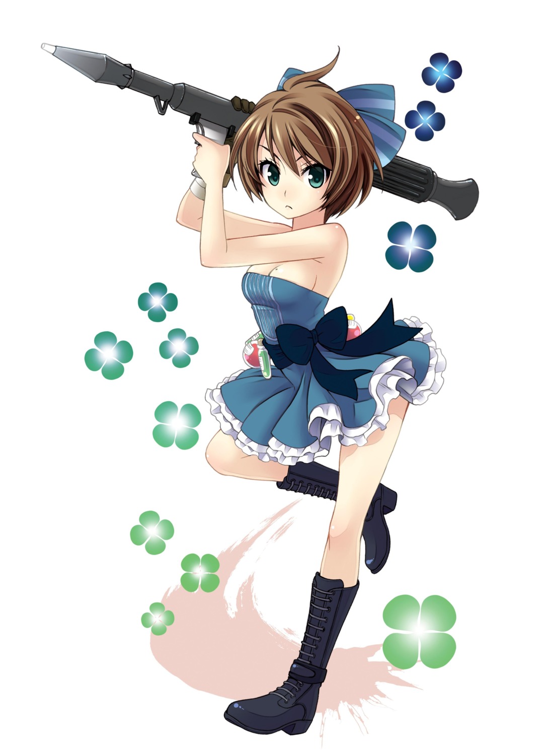alice_(zombie_panic), bomi, cleavage, dress, gun, zombie_panic_in_wonderland