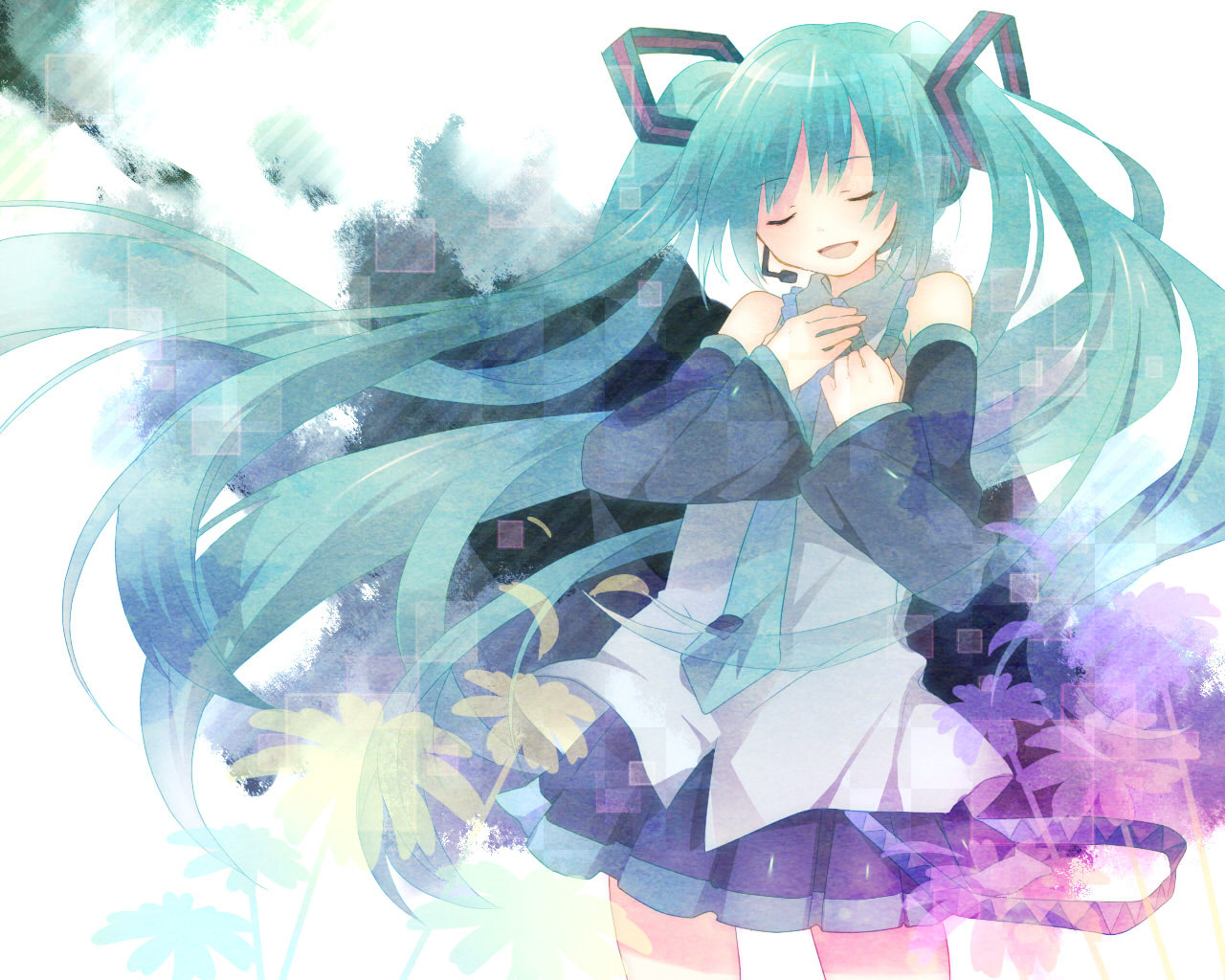 hatsune_miku, vocaloid, wallpaper, yamiya