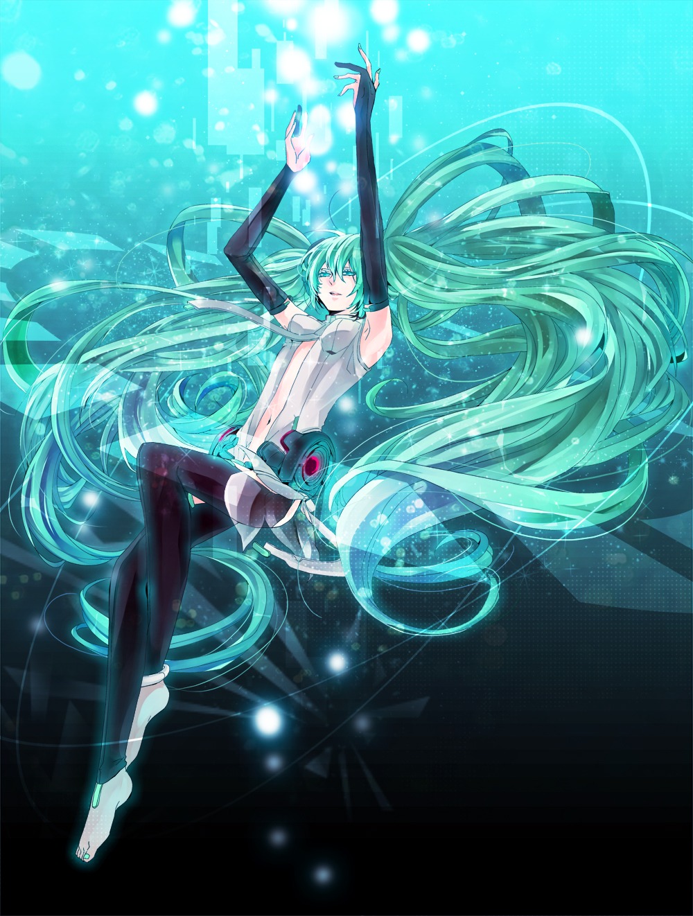 hatsune_miku, ichi_kotoko, miku_append, thighhighs, vocaloid, vocaloid_append