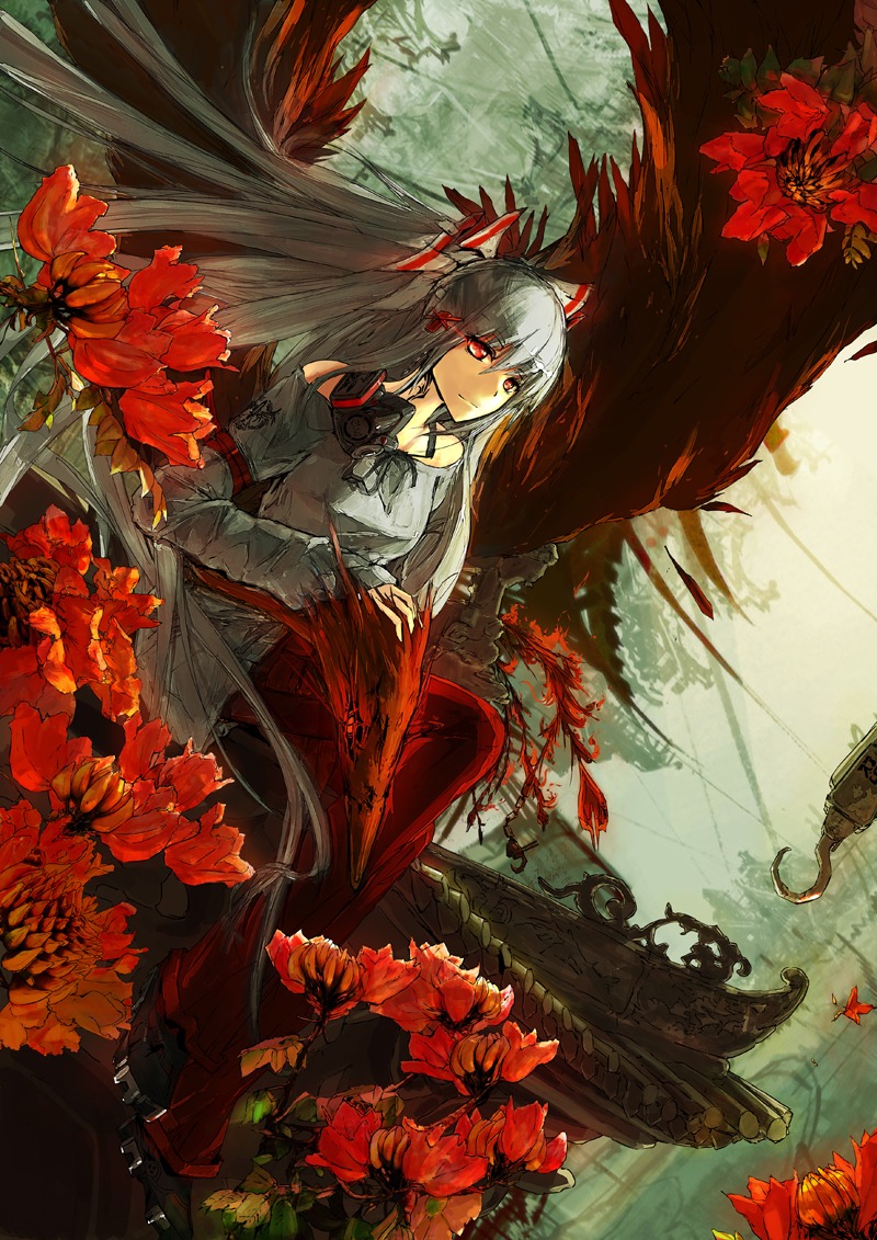 fujiwara_no_mokou, lowlight_kirilenko, touhou, wings