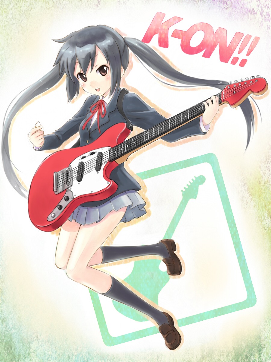 guitar, k-on!, nakano_azusa, satogo, seifuku