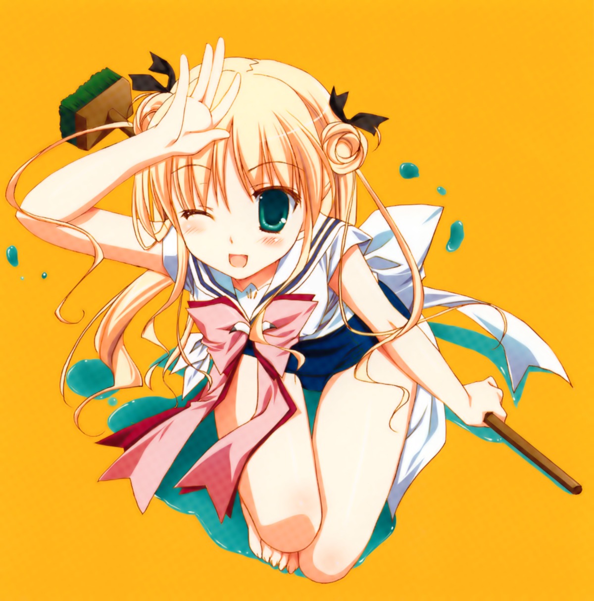 aoyama_tsukasa, color_issue, natsu_yume_nagisa, overfiltered, school_swimsuit, seifuku, sesena_yau, swimsuits