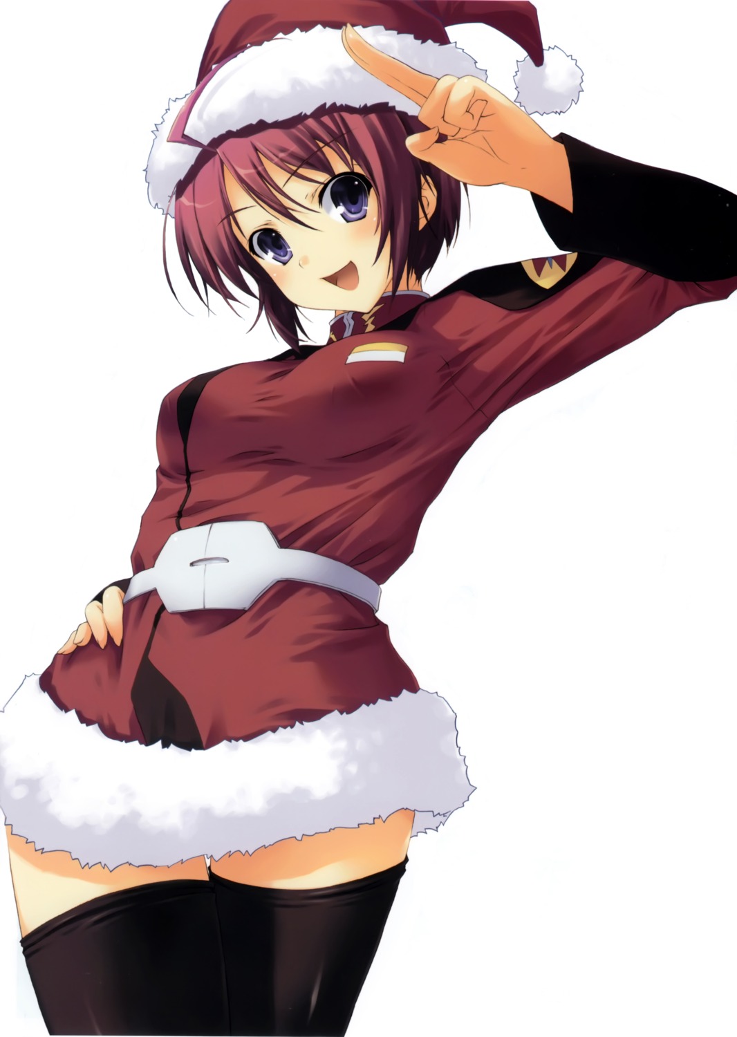 christmas, gundam, gundam_seed, gundam_seed_destiny, lunamaria_hawke, overfiltered, thighhighs, tomose_shunsaku, uniform