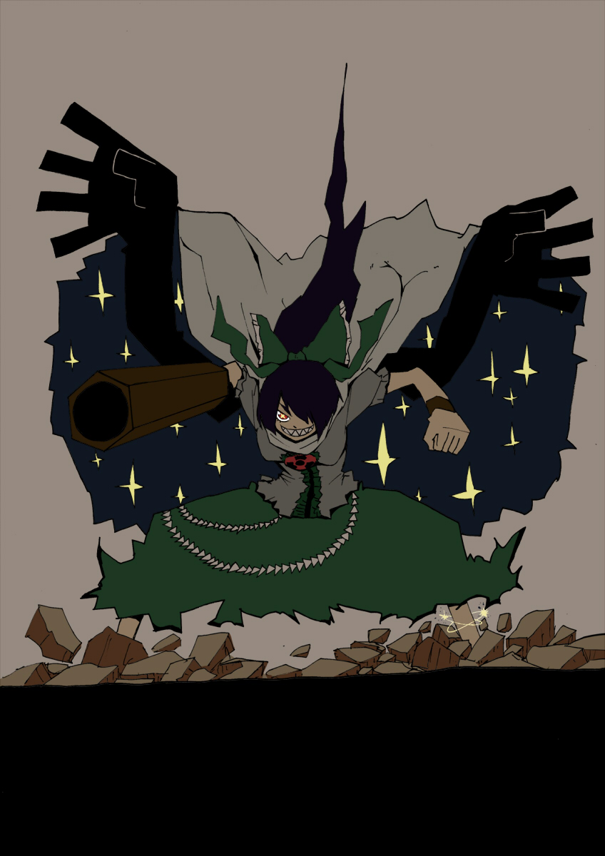 karu_(ishiken), reiuji_utsuho, touhou, wings