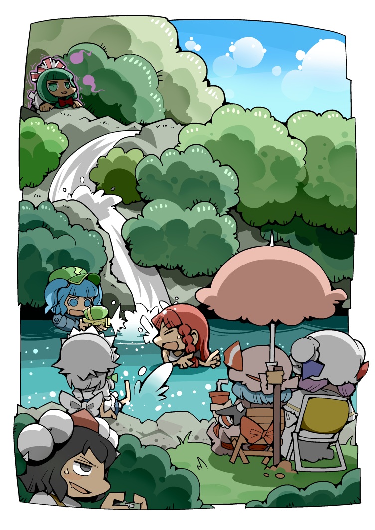 chibi, hong_meiling, hounori, izayoi_sakuya, kagiyama_hina, kawashiro_nitori, patchouli_knowledge, remilia_scarlet